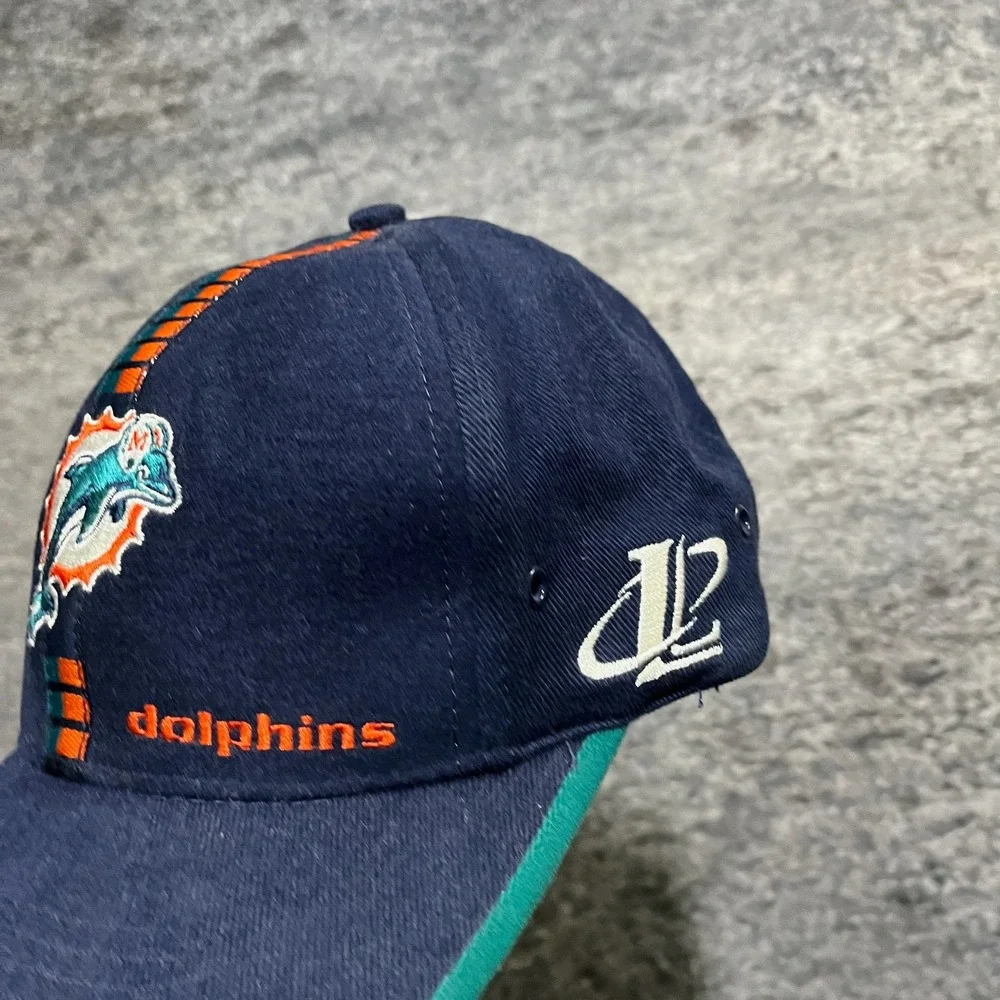 Vintage 90s Miami Dolphins Logo Athletic Hat NFL Blue Embroidered Adjustable Cap